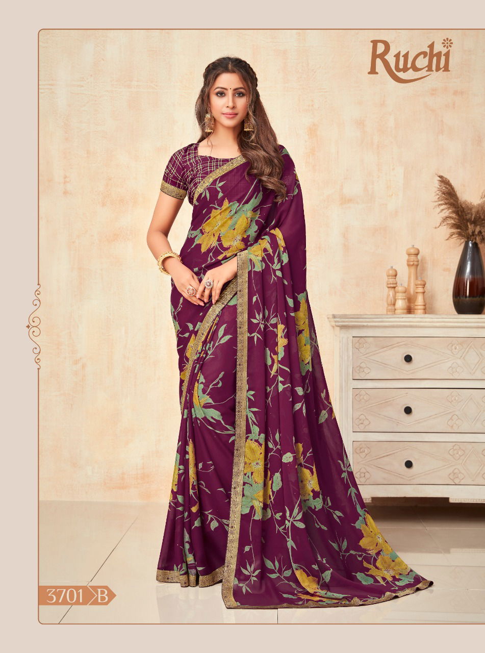 Ruchi Yashika Casual Daily Wear Georgette Printed Fancy Saree Collection